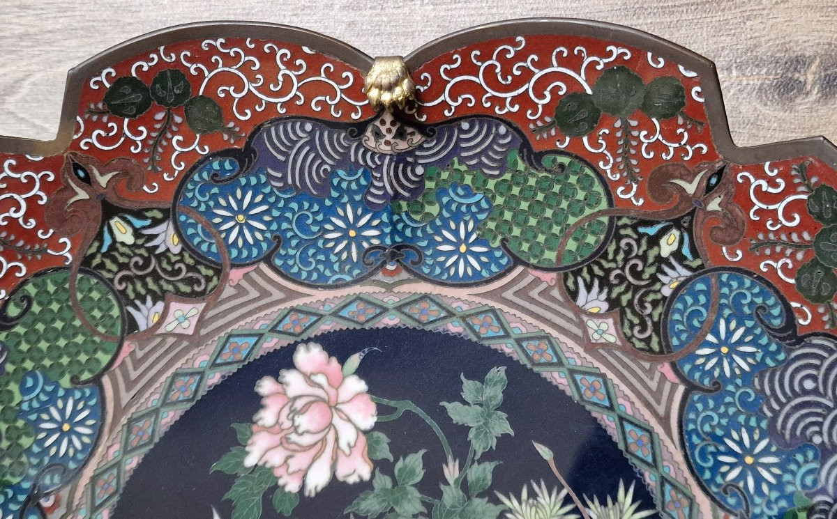 Pair Of Large Japanese Cloisonné Dishes Meiji Period (1868-1912) Japan-photo-2