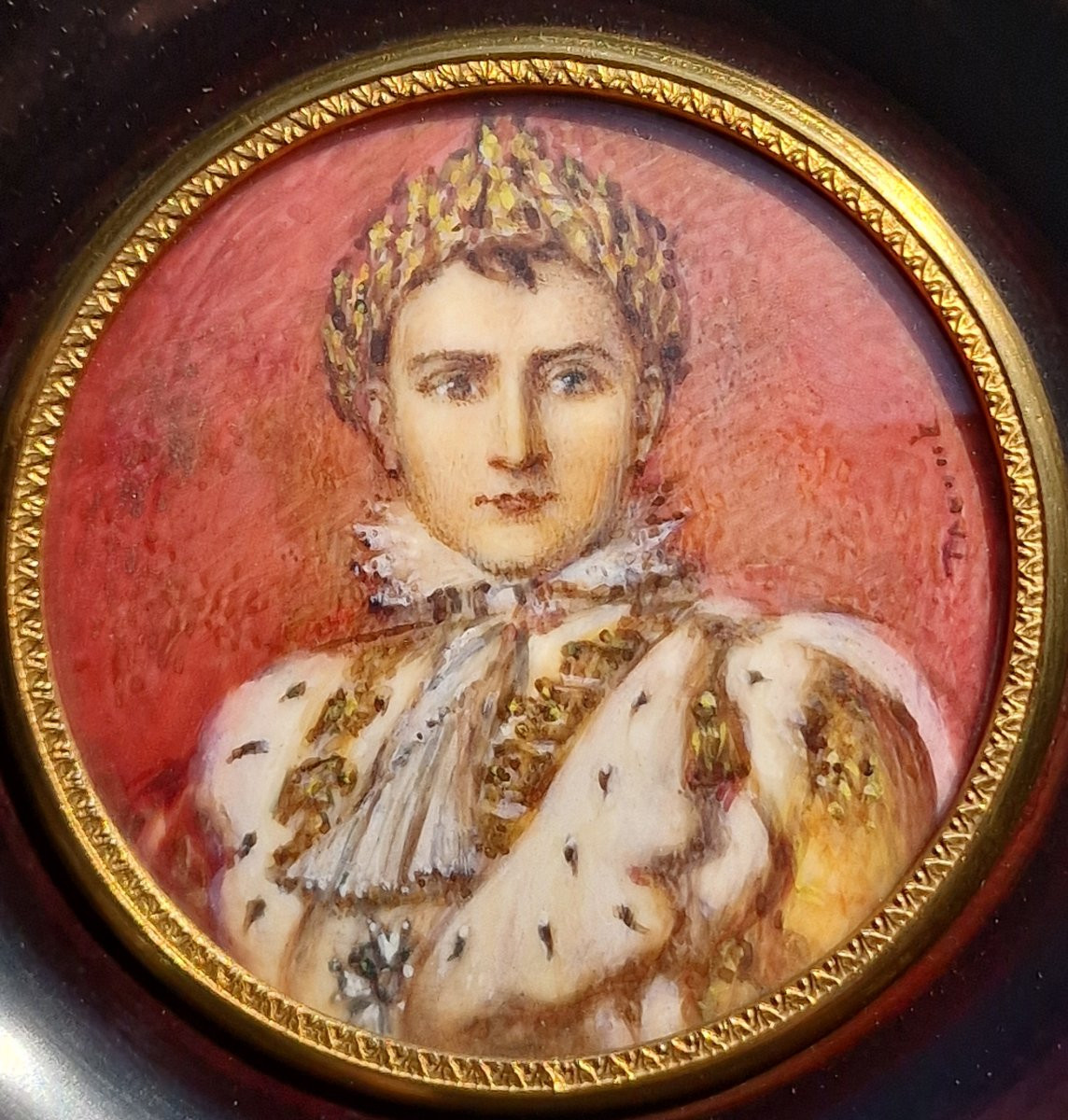 Pair Of Miniature Portrait Paintings Of Napoleon 1st And Josephine De Beauharnais-photo-4