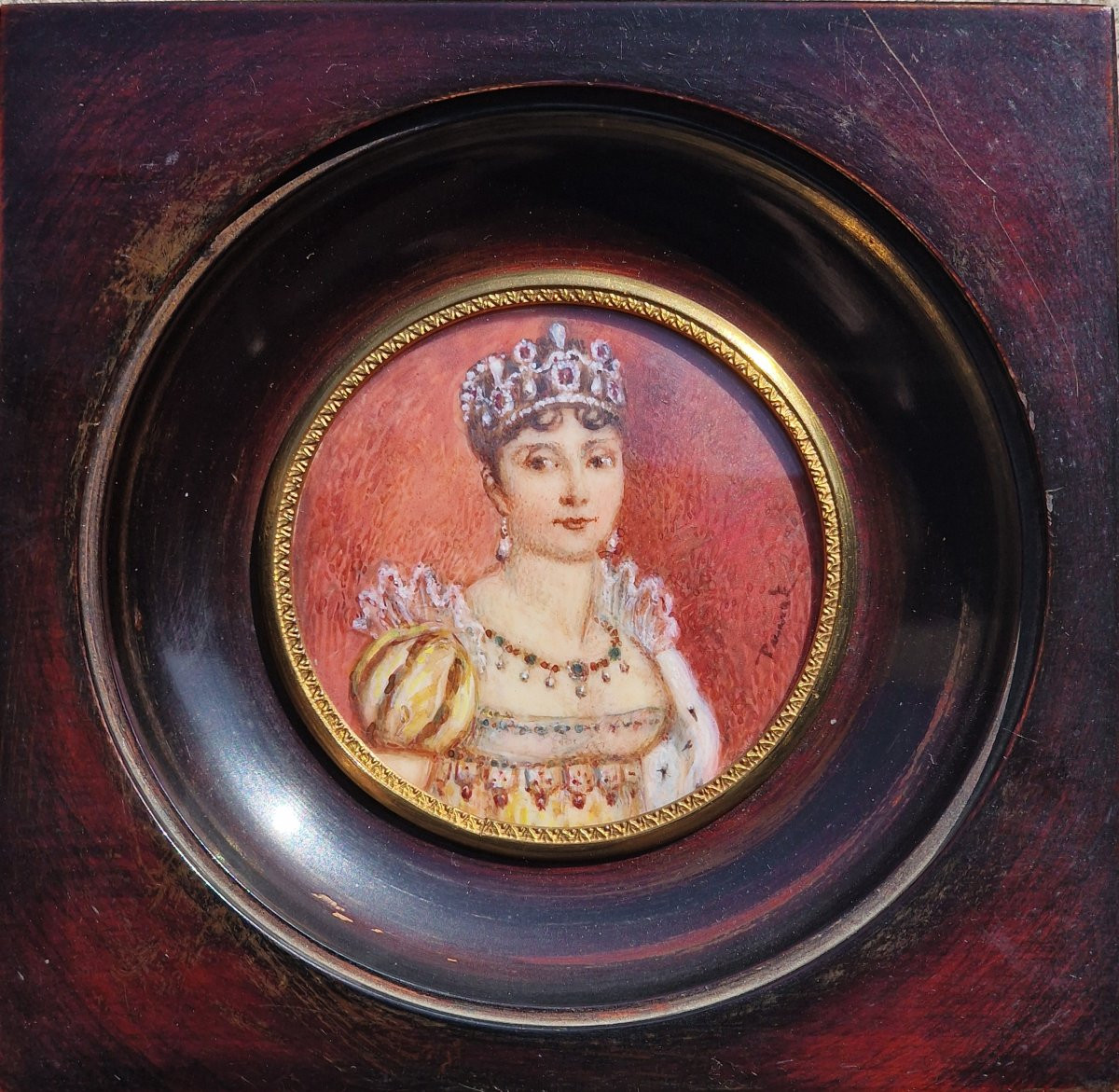 Pair Of Miniature Portrait Paintings Of Napoleon 1st And Josephine De Beauharnais-photo-1