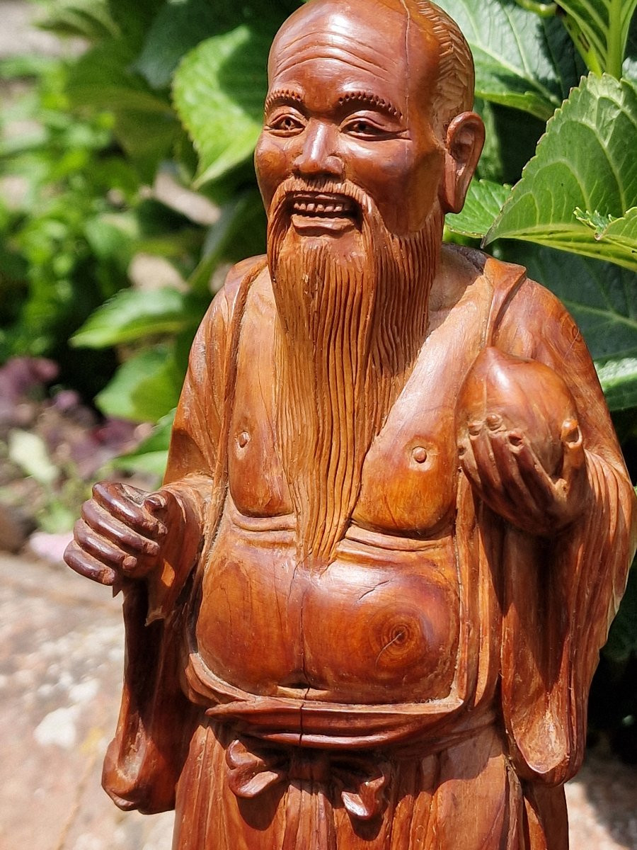 Carved Wood San XIng Group South China Vietnam Good Luck Longevity And Prosperity-photo-3