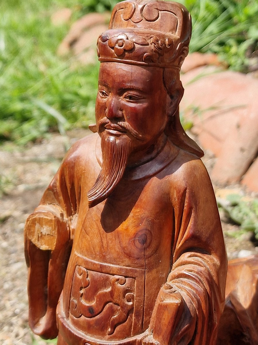Carved Wood San XIng Group South China Vietnam Good Luck Longevity And Prosperity-photo-4