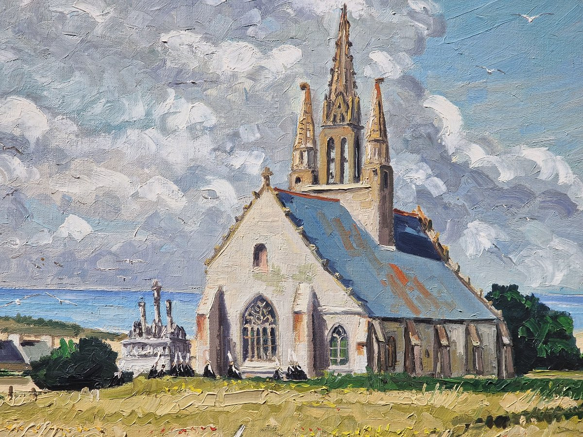 Important tableau la messe à Tronoën en Penmarc'h Finistère par Michel Margueray bretagne-photo-2