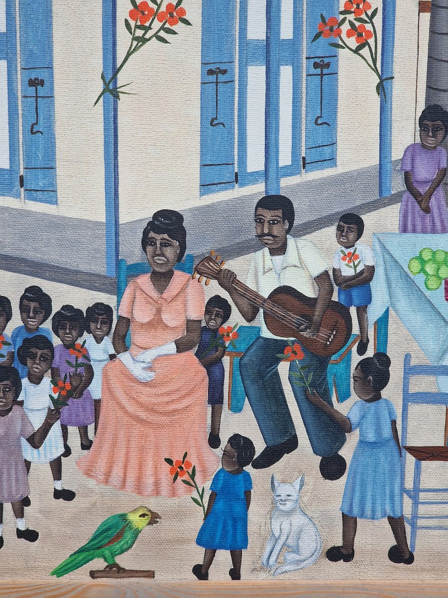 Tableau scène de repas banquet à Haïti par Eugène Jean -photo-3