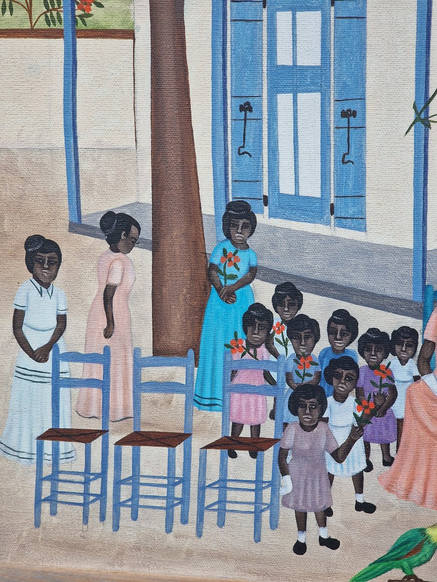 Tableau scène de repas banquet à Haïti par Eugène Jean -photo-4