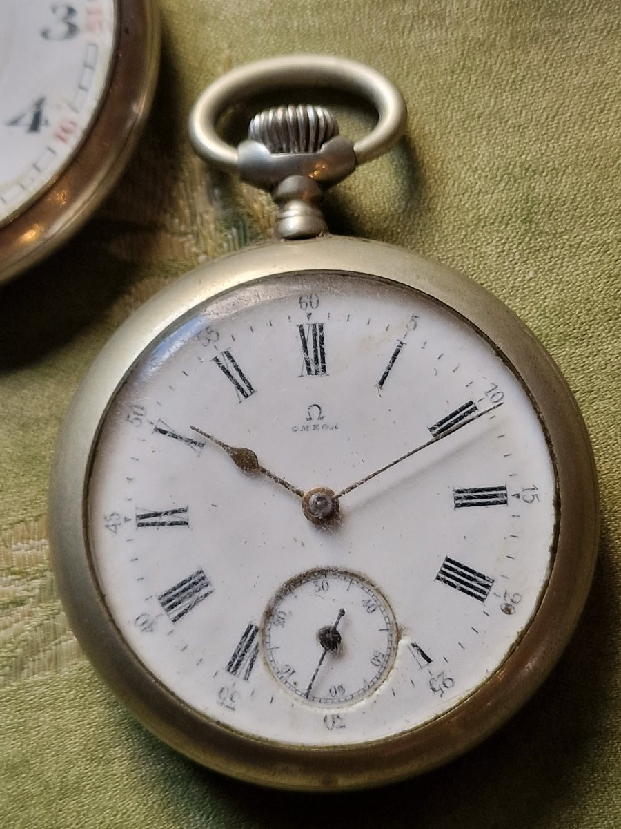 Lot de 3 montres de poche gousset de marque Oméga et Zénith prima grands prix en argent-photo-4