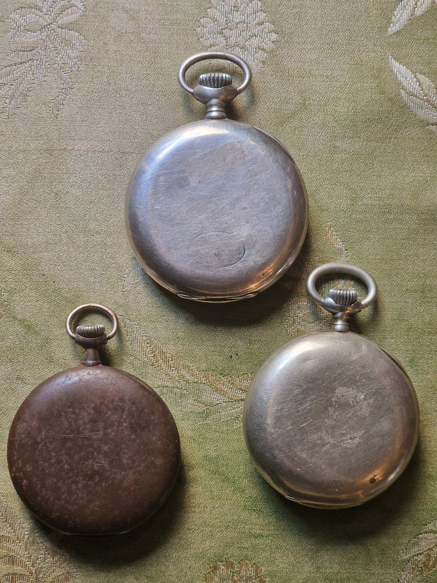 Lot de 3 montres de poche gousset de marque Oméga et Zénith prima grands prix en argent-photo-1