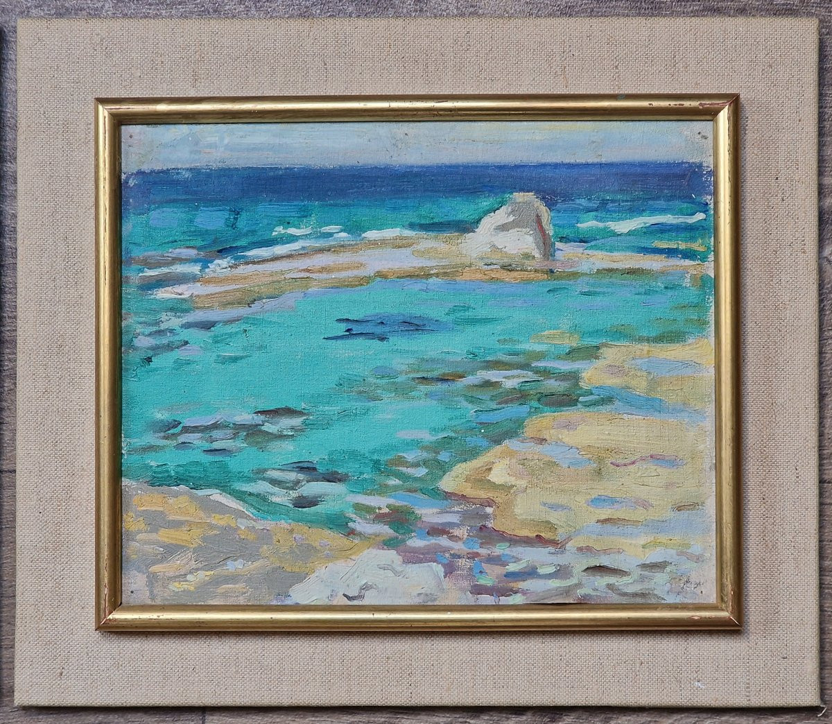 Pair Of Greek Paintings Rocky Coast Marine Painter To Identify-photo-4