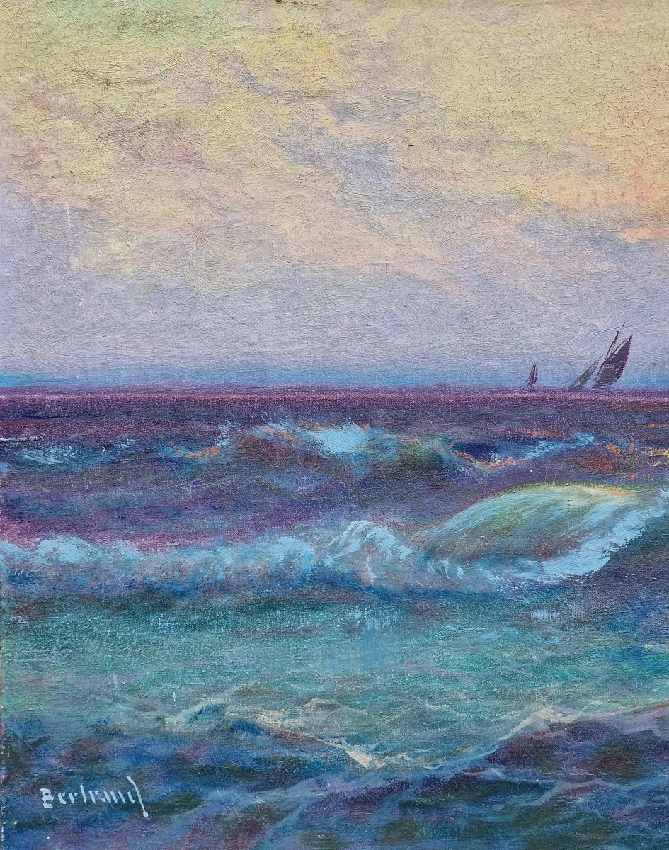 Painting Of The Conchée Fort In Saint Malo And Wave Effects At Sunset-photo-3