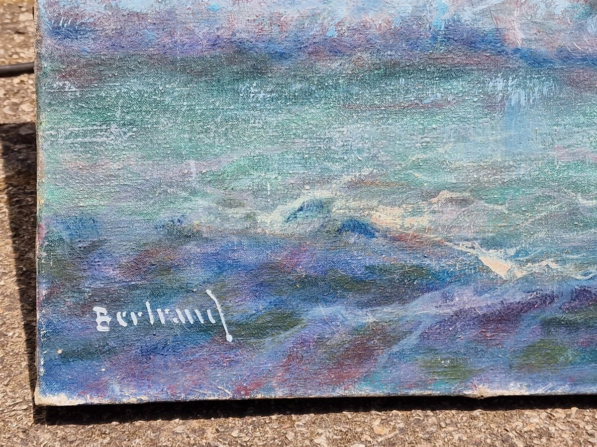 Painting Of The Conchée Fort In Saint Malo And Wave Effects At Sunset-photo-3