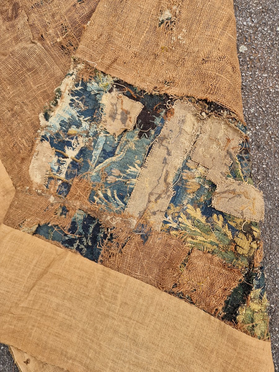 Important 18th-century Aubusson Tapestry Depicting Foliage And A Waterfall, In Need Of Restoration-photo-7