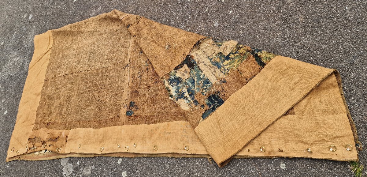 Important 18th-century Aubusson Tapestry Depicting Foliage And A Waterfall, In Need Of Restoration-photo-8