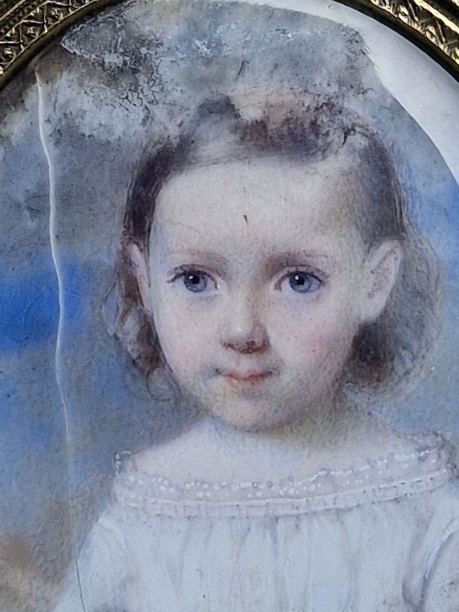 Pair Of Ivory Miniatures Depicting Portraits Of Young Children By Edmé Rousseau (1815–1868)-photo-3