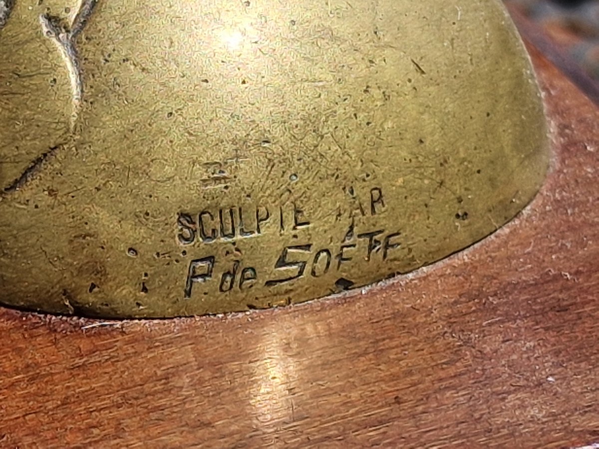 Radiator Cap Mascot By Pierre De Soete: A Soaring Eagle, Ford, In Art Deco-style Bronze -photo-2