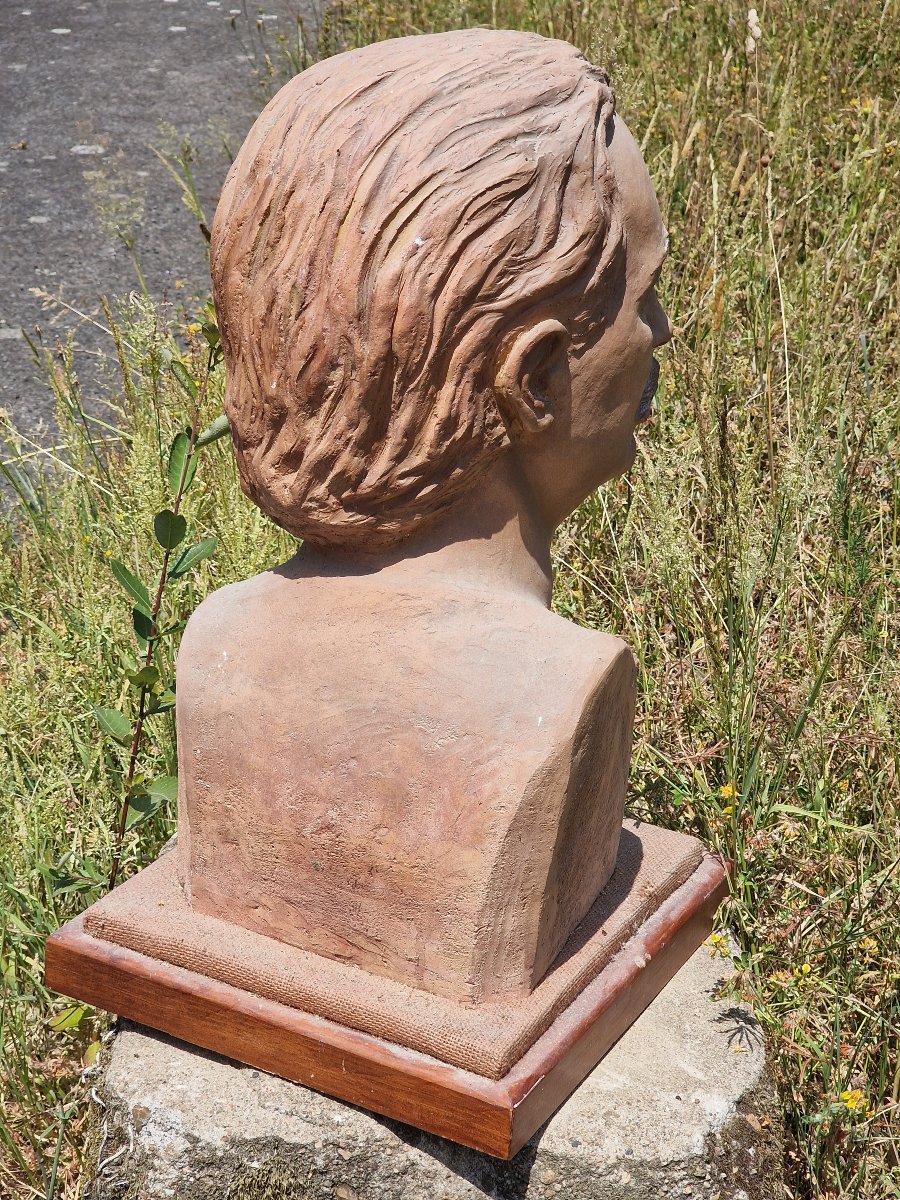 Important buste en terre cuite du peintre Marc Chapaud par Raymonde Hidaka Letulle-photo-1