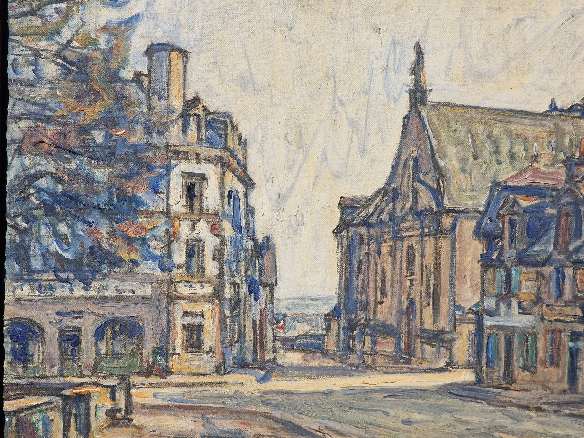 Tableau la chapelle des ursulines et l'hôtel du lion d'or au Faouët par Germain David Nillet-photo-3