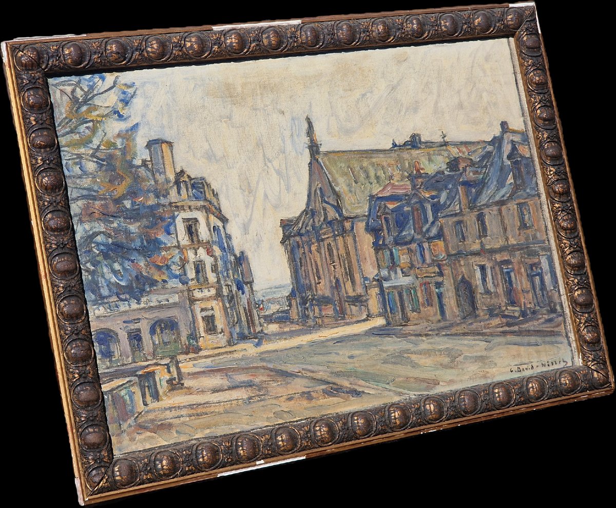Tableau la chapelle des ursulines et l'hôtel du lion d'or au Faouët par Germain David Nillet-photo-1
