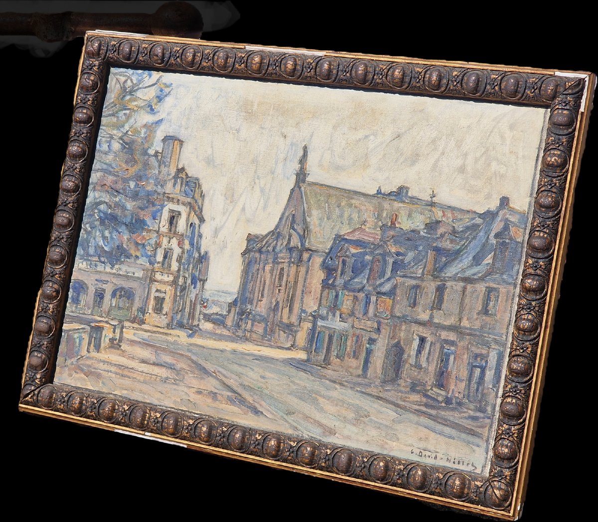 Tableau la chapelle des ursulines et l'hôtel du lion d'or au Faouët par Germain David Nillet-photo-2
