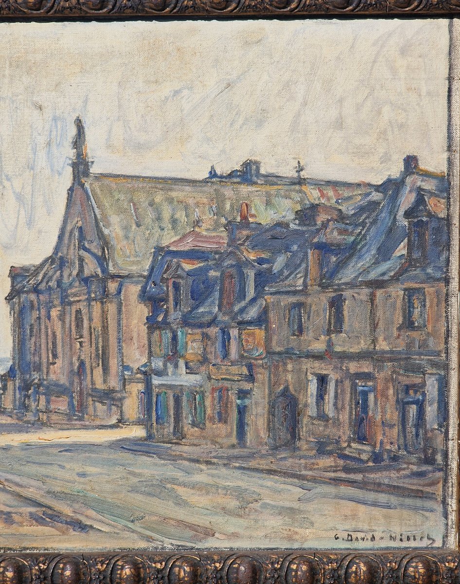 Tableau la chapelle des ursulines et l'hôtel du lion d'or au Faouët par Germain David Nillet-photo-3