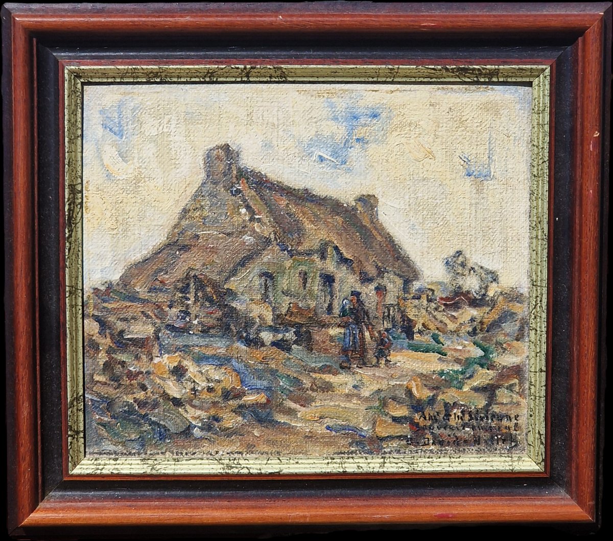 Tableau  par Germain David-Nillet bretonne à la chaumière le Faouët morbihan bretagnec