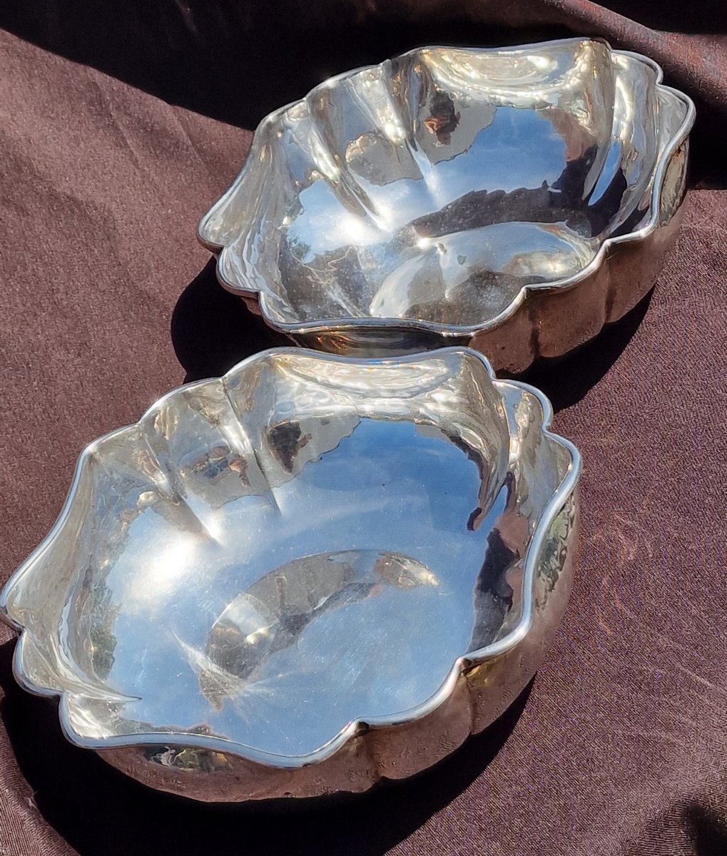Pair Of Christian Dior Hollow Bowls Made Of Silver-plated Metal Style Christofle Italy -photo-3