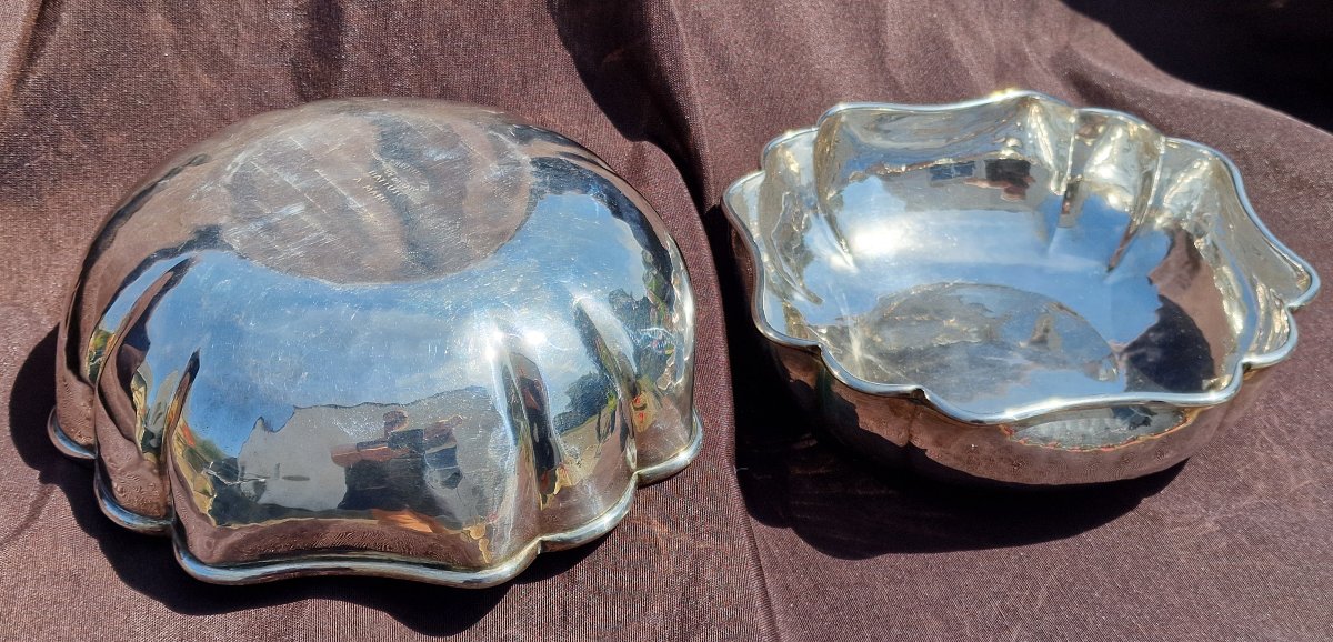 Pair Of Christian Dior Hollow Bowls Made Of Silver-plated Metal Style Christofle Italy -photo-4