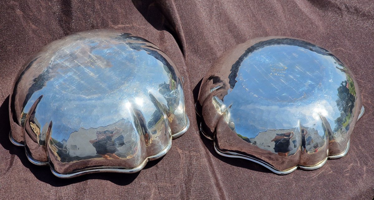 Pair Of Christian Dior Hollow Bowls Made Of Silver-plated Metal Style Christofle Italy -photo-1