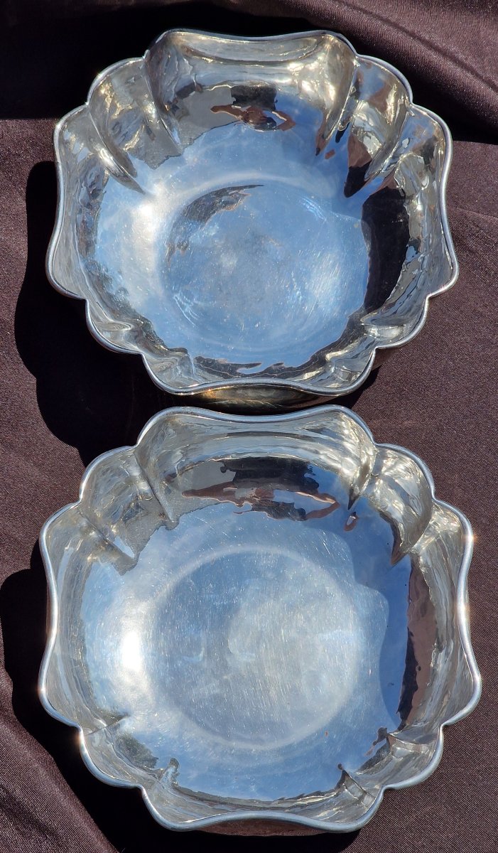 Pair Of Christian Dior Hollow Bowls Made Of Silver-plated Metal Style Christofle Italy -photo-2