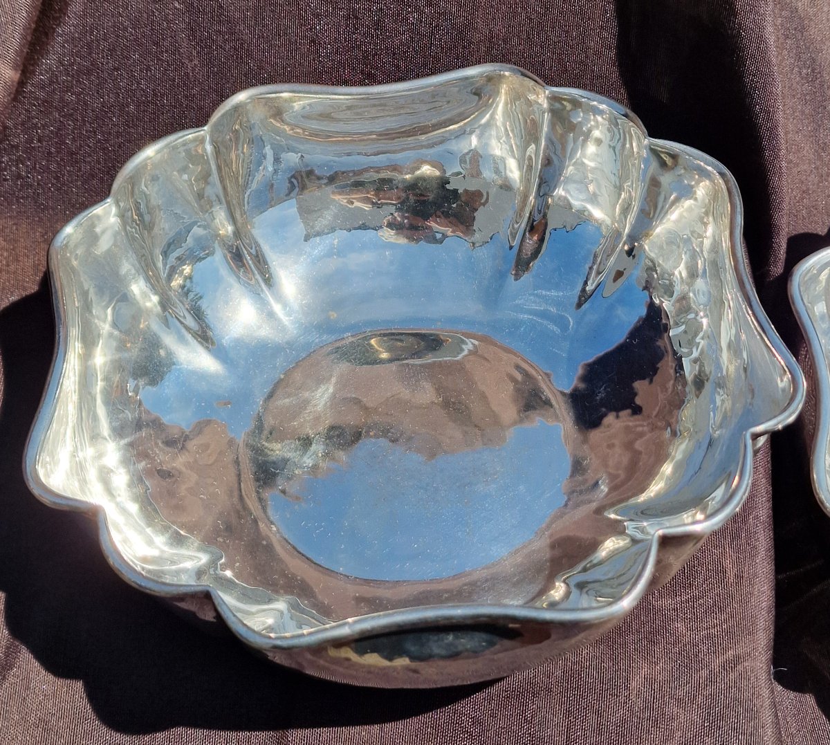 Pair Of Christian Dior Hollow Bowls Made Of Silver-plated Metal Style Christofle Italy -photo-3