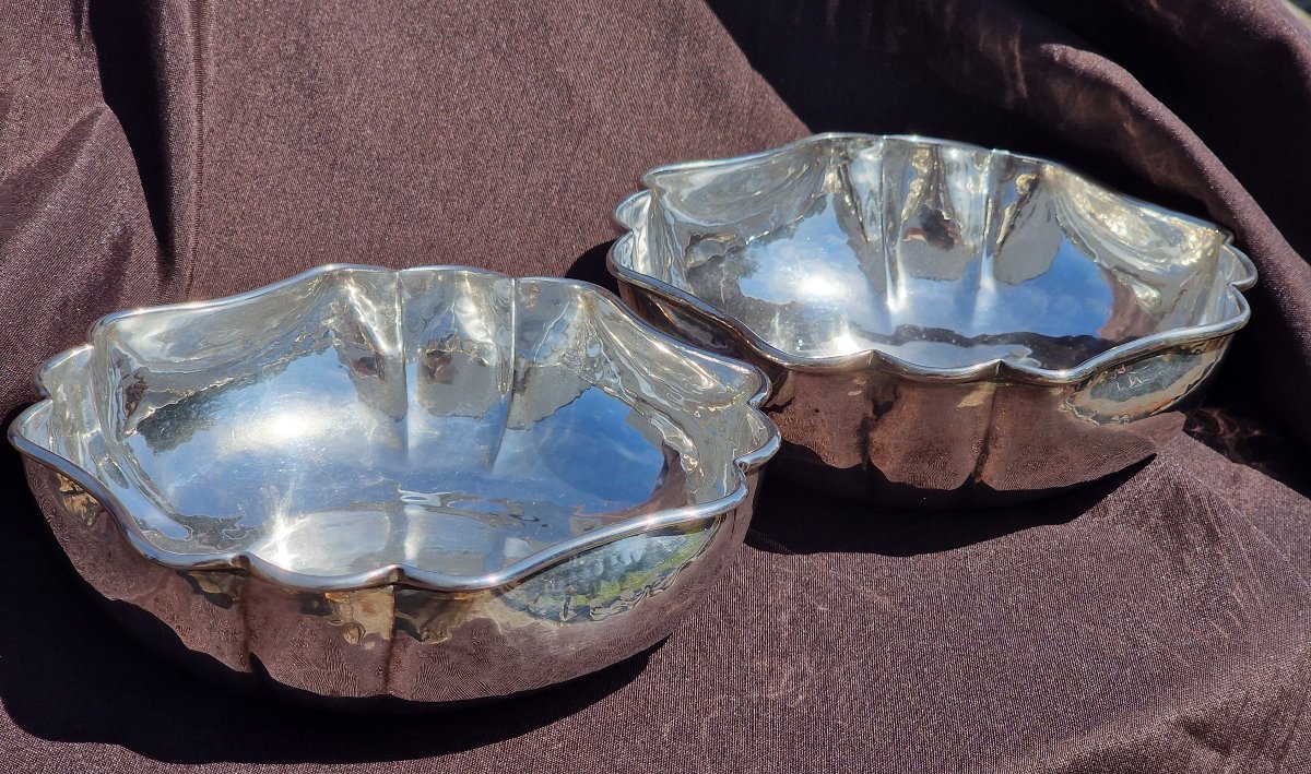 Pair Of Christian Dior Hollow Bowls Made Of Silver-plated Metal Style Christofle Italy 