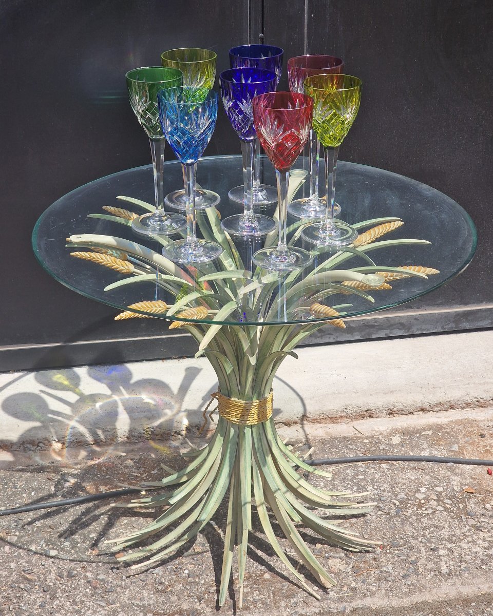 Set Of 8 Large White Wine Glasses, "chantilly" Model, Signed "cristal De Saint Louis," Baccarat-style-photo-4