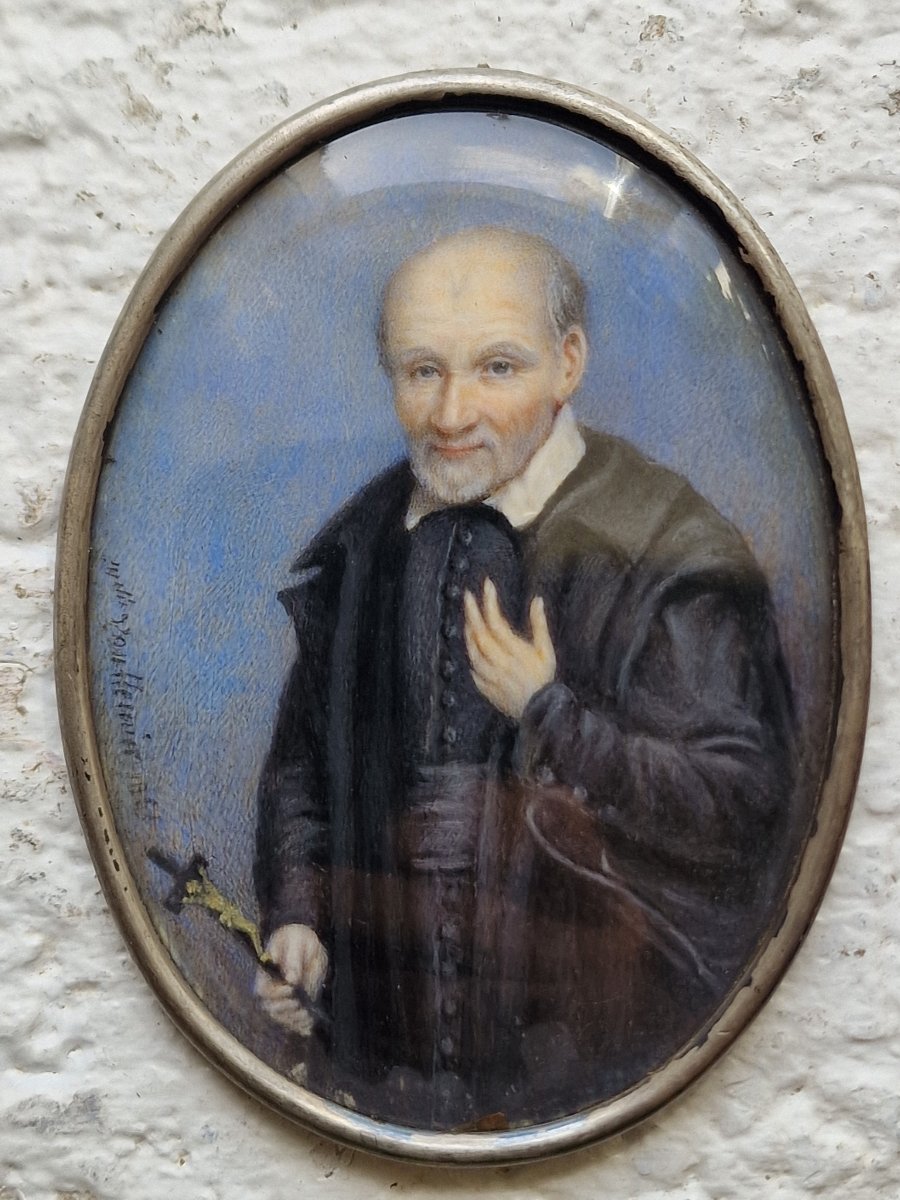 Boîte en écaille de tortue avec une miniature d'Anne Nicole Voullemier de Saint Vincent de Paul-photo-2