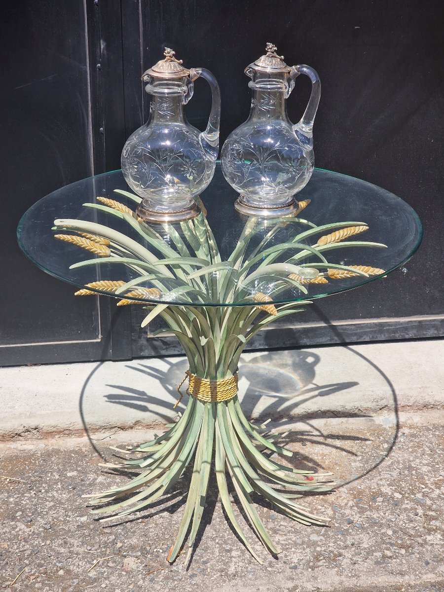 Paire d'aiguières en cristal de Baccarat et monture en argent massif minerve carafes à vin eau-photo-8