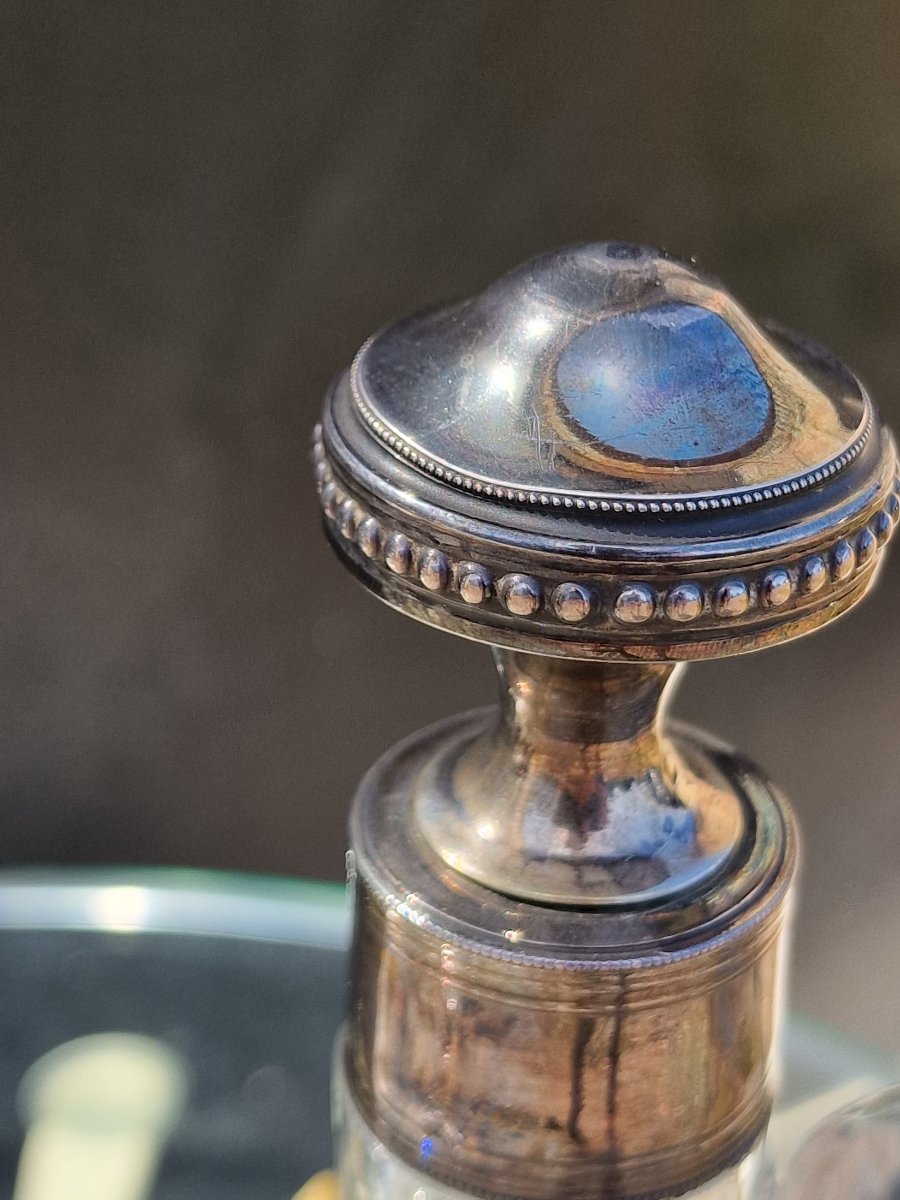 Pair Of Baccarat Crystal Ewers With Solid Silver Bases; Minerve-style Wine And Water Carafes-photo-3