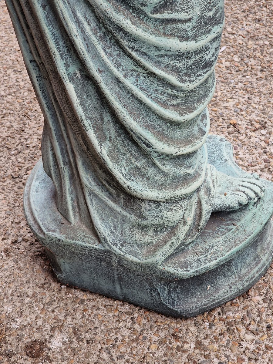 Large Terracotta Statue With An Antique Bronze Patina Depicting Venus Bathing In The Roman Style-photo-3