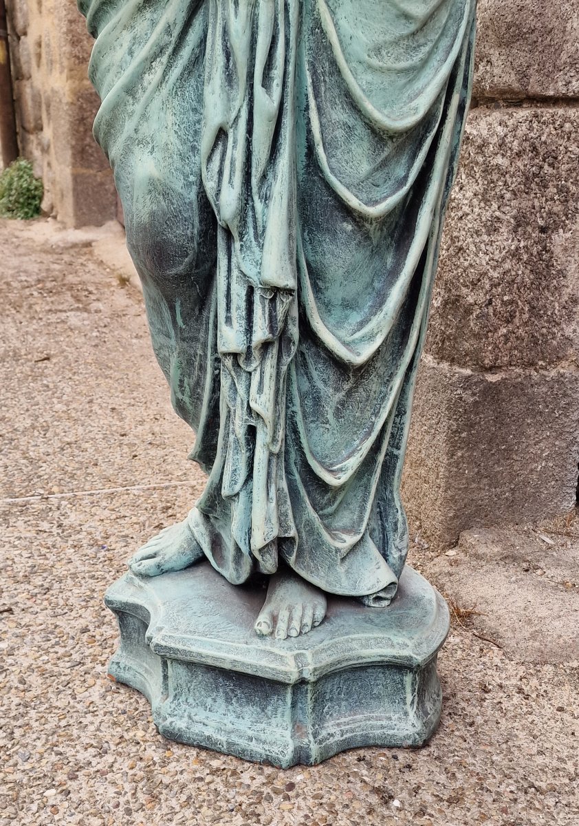Large Terracotta Statue With An Antique Bronze Patina Depicting Venus Bathing In The Roman Style-photo-4