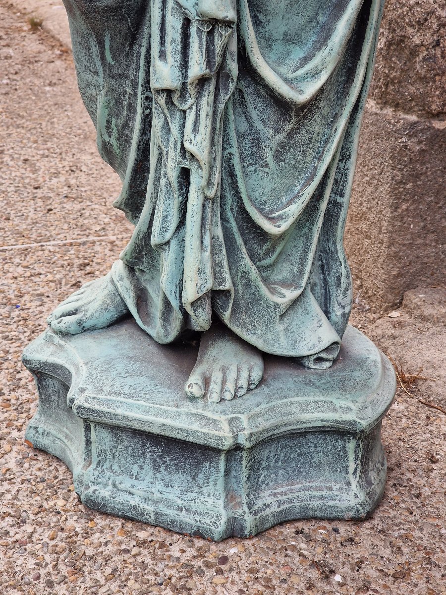 Large Terracotta Statue With An Antique Bronze Patina Depicting Venus Bathing In The Roman Style-photo-5