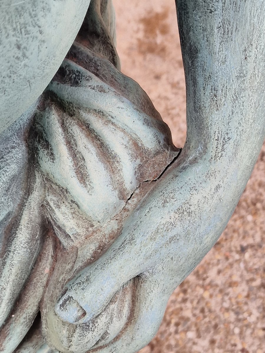 Large Terracotta Statue With An Antique Bronze Patina Depicting Venus Bathing In The Roman Style-photo-6