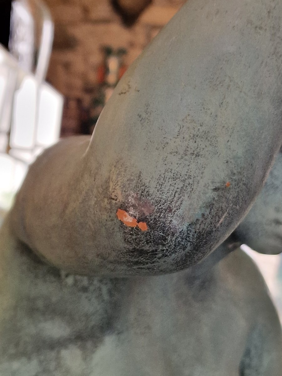Large Terracotta Statue With An Antique Bronze Patina Depicting Venus Bathing In The Roman Style-photo-7
