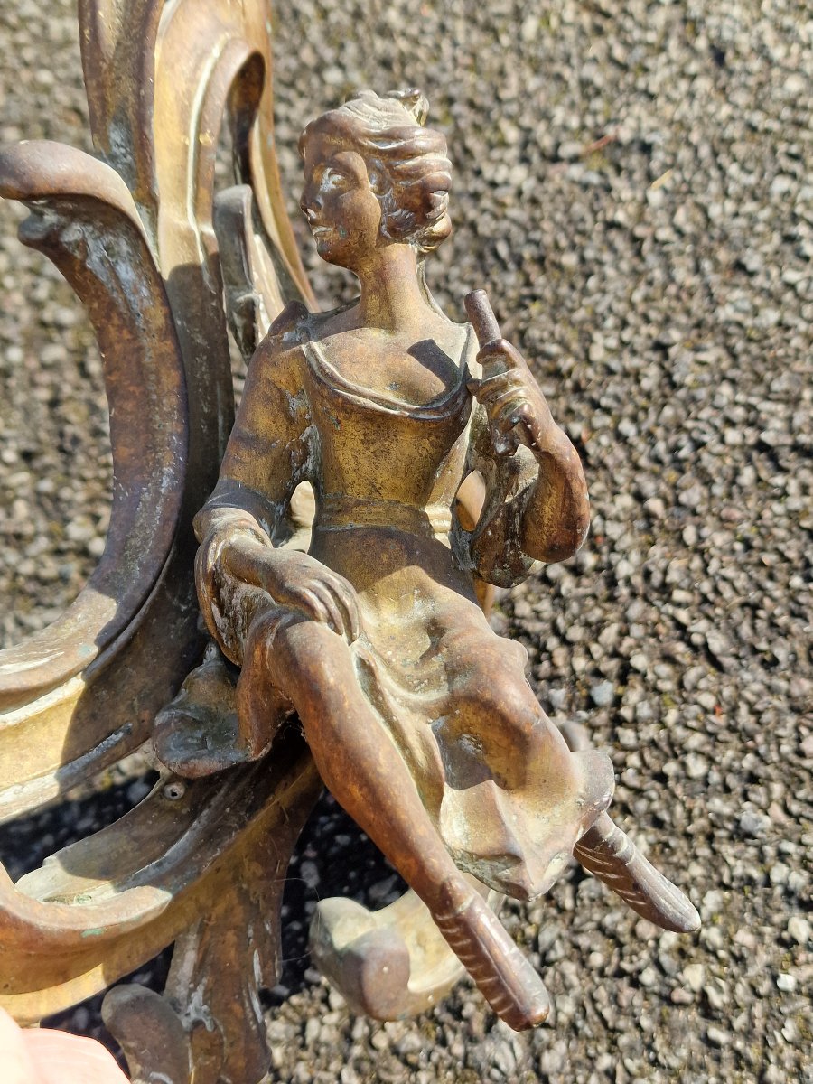Pair Of 18th-century Bronze Andirons, Modeled After Jacques Caffiéri (1678–1755), “gentleman” Design.-photo-4