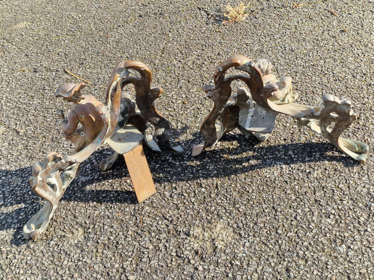 Pair Of 18th-century Bronze Andirons, Modeled After Jacques Caffiéri (1678–1755), “gentleman” Design.-photo-8