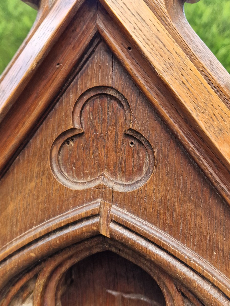 Neo-gothic Oak Tabernacle With Architectural Decoration, Late 19th-century France-photo-5