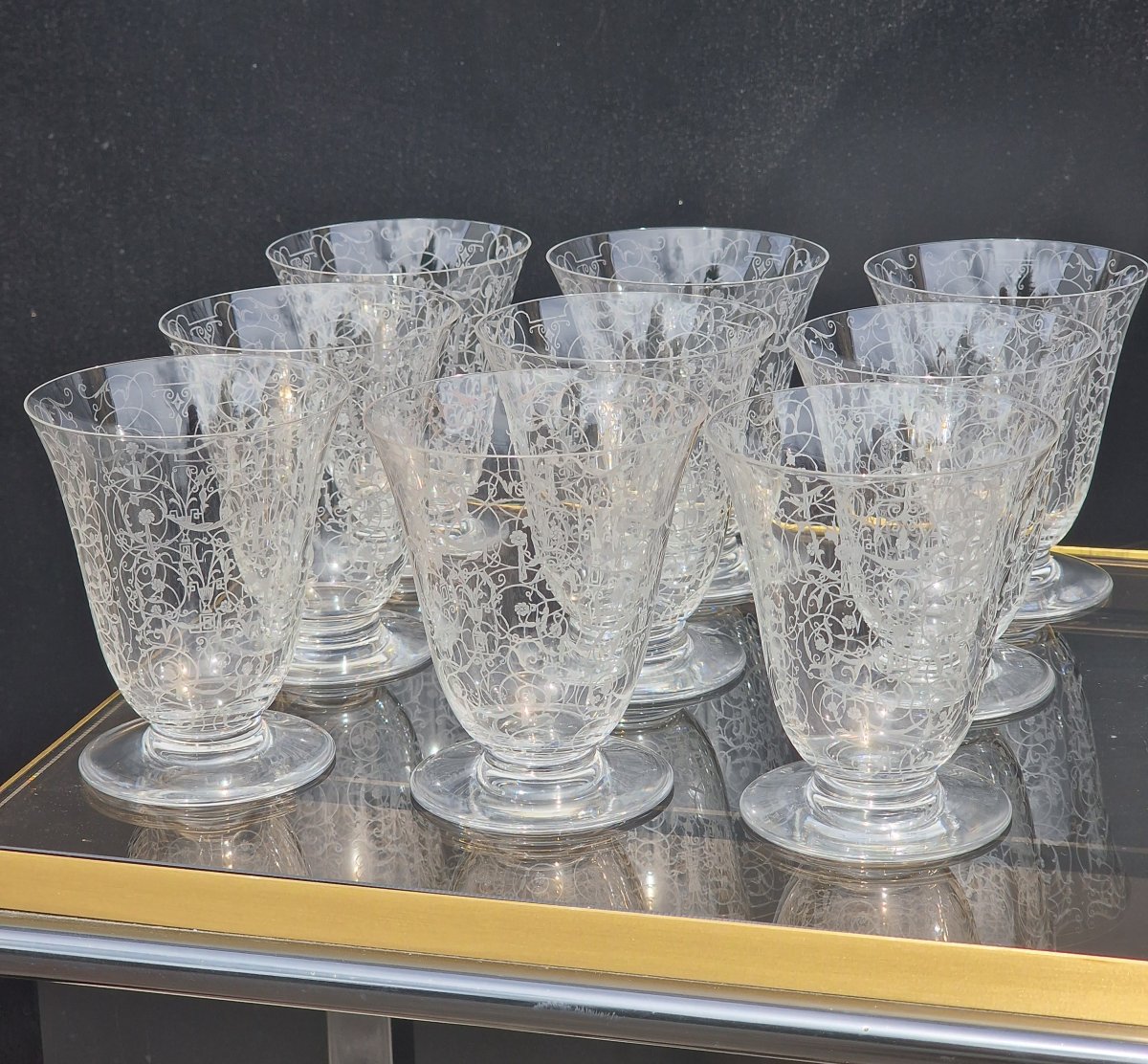 Service de verres en cristal de Baccarat modèle Michel Ange Michelangelo art déco 1933-photo-1