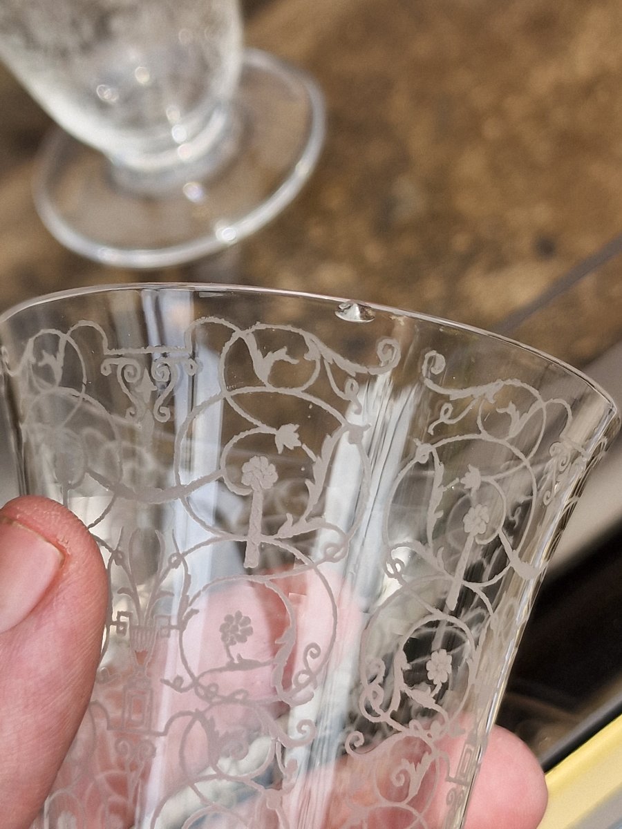 Service de verres en cristal de Baccarat modèle Michel Ange Michelangelo art déco 1933-photo-6