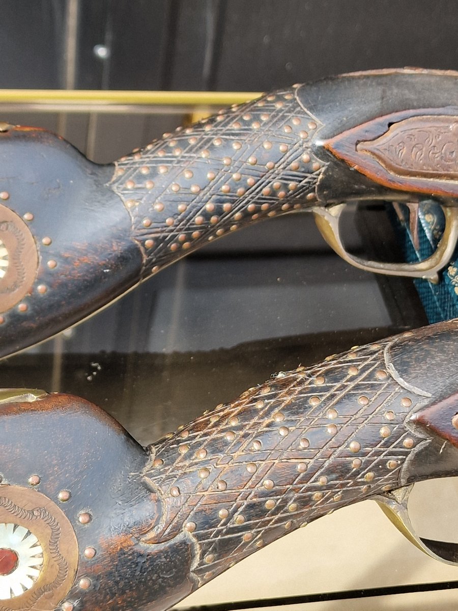 Pair Of Oriental Flintlock Blunderbusses With Silver-inlaid Barrels-photo-7