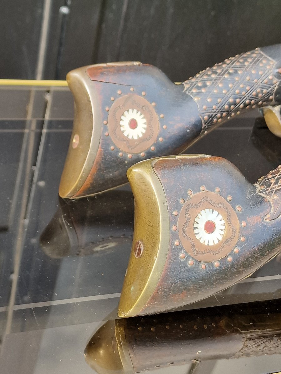 Pair Of Oriental Flintlock Blunderbusses With Silver-inlaid Barrels-photo-8