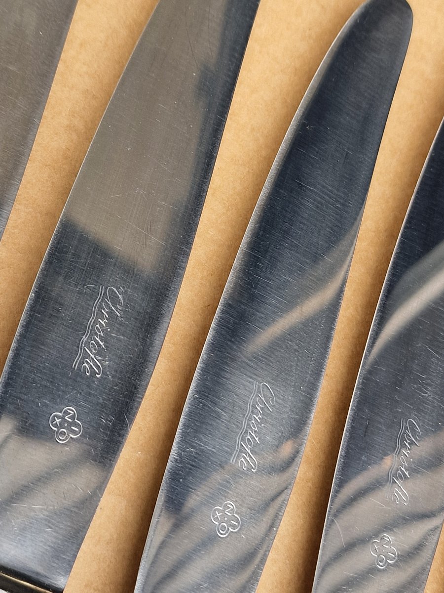 Christofle Silver-plated Tableware Set, "coquille Vendôme" Model, With Stainless Steel Knives-photo-1