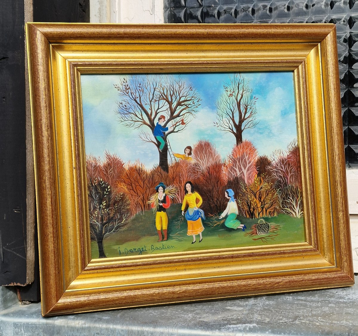 Tableau art naïf par Irène Darget Bastien  "lumières d'automne"-photo-2
