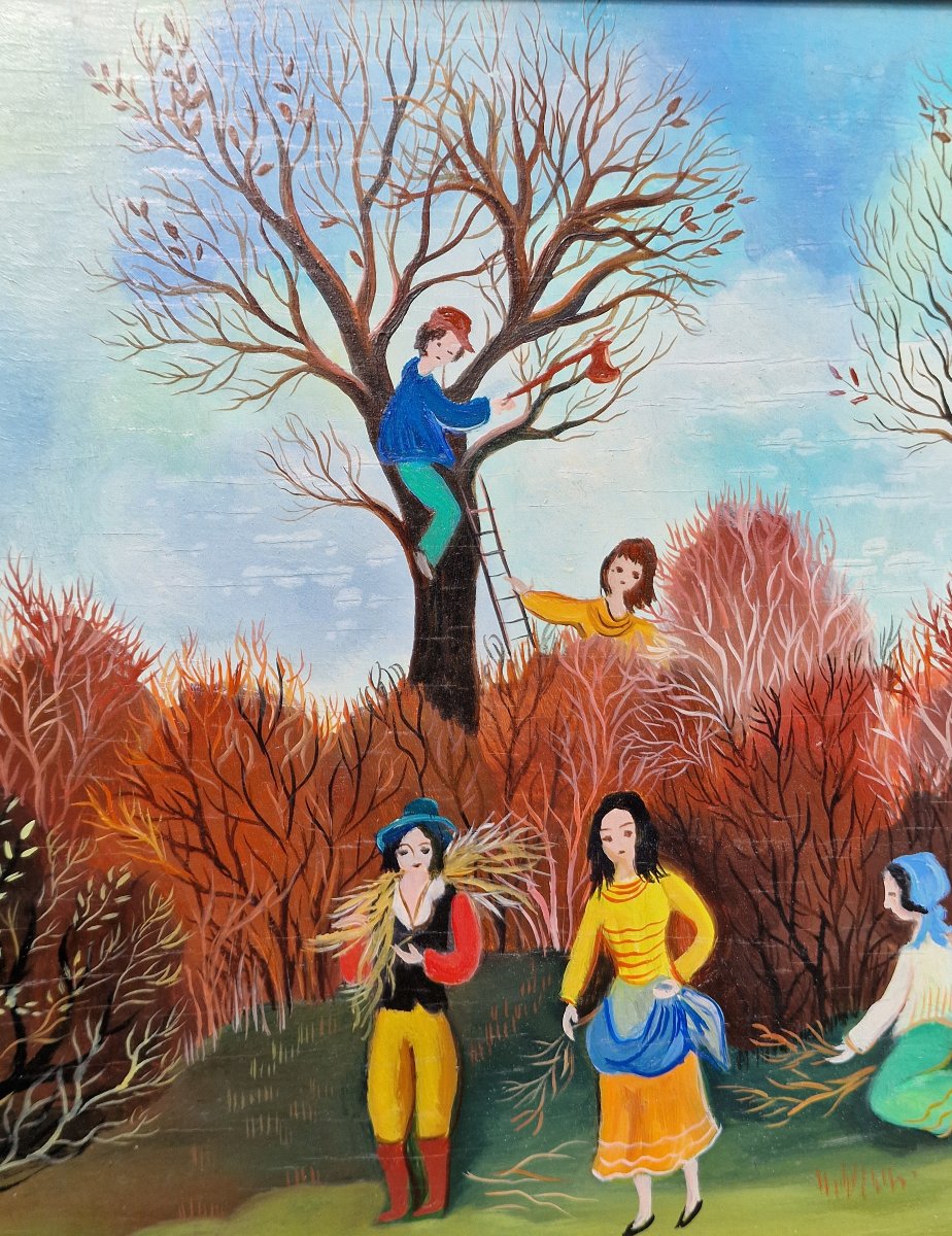 Tableau art naïf par Irène Darget Bastien  "lumières d'automne"-photo-4