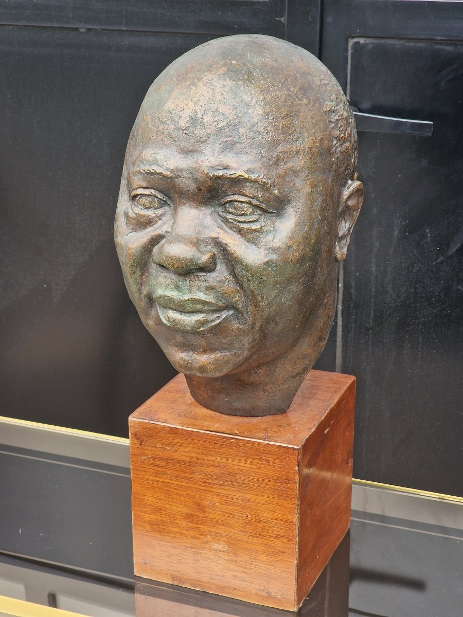 Buste en bronze d'un homme politique africain par Henri Collomb (1905-1983) Clémenti fondeur-photo-3