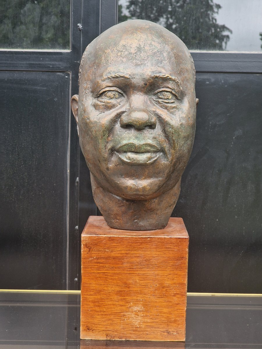 Buste en bronze d'un homme politique africain par Henri Collomb (1905-1983) Clémenti fondeur-photo-1